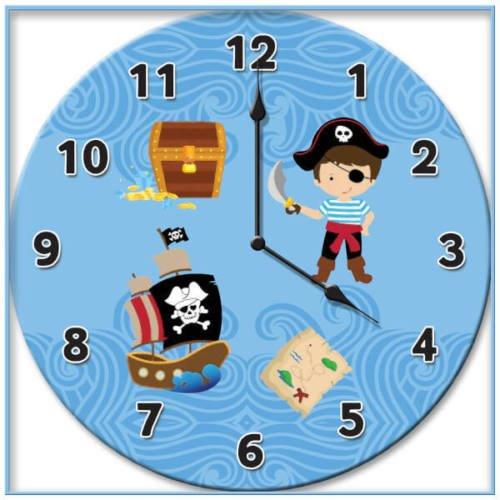 PIRATE WALL HANGING CHILDREN'S CLOCK - Click Image to Close
